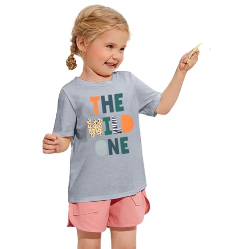 Image of Family Trips Matching Shirts : Wild One Print Tee Safari Animal Theme Parent-Child Outfit