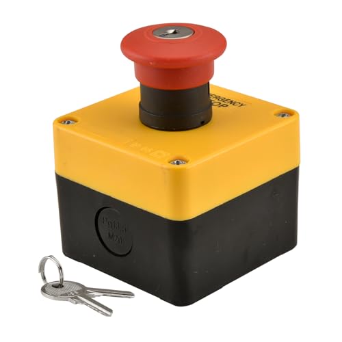 Heschen Red Sign Wetterfester Notausschalter Druckknopfschalter, 660V 10A, mit Box und Schlüssel (1NO1NC)