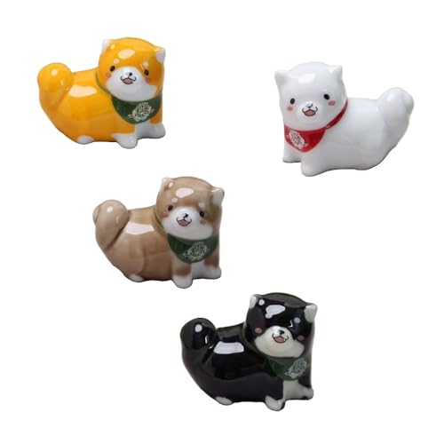 柴犬 箸置き セット、陶器製、4色展開(黒・白・茶・黄)、和食器