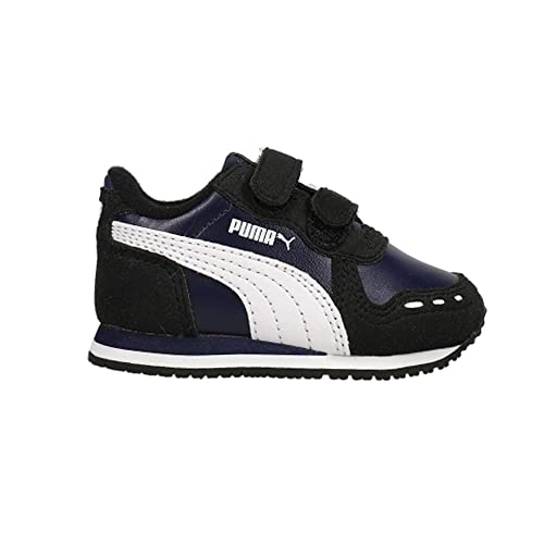 PUMA PUMA Unisex-Baby Cabana Racer Hook and Loop Sneaker, Peacoat-Black-White, 6 M US Toddler