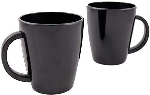 HI LUXE Solid CLR Melamine Tea Coffee Cup Mug Gift Crockery 43052 - Black (2Pcs Set)