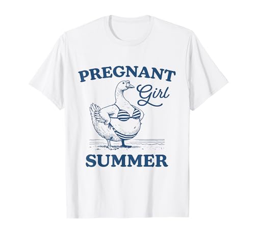 Pregnant Girl Summer Funny Baby Announcement Goose Mom T-Shirt