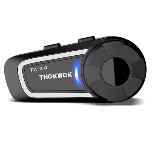 THOKWOK Intercom Moto Duo pour 6 Casques TK-X4 Ecouteur Bluetooth pour Casque Moto, Kit Main Libre Oreillette avec Bluetooth 5.4/Stéréo Hi-FI/Partage de Musique, Communication Système pour Motoneige