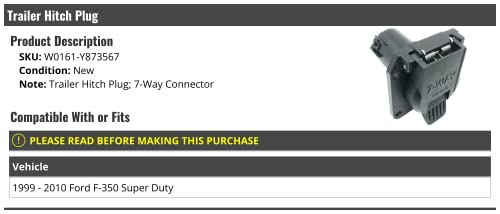 Trailer Hitch Plug - 7-Way Connector - Compatible with 1999-2010 Ford F-350 Super Duty