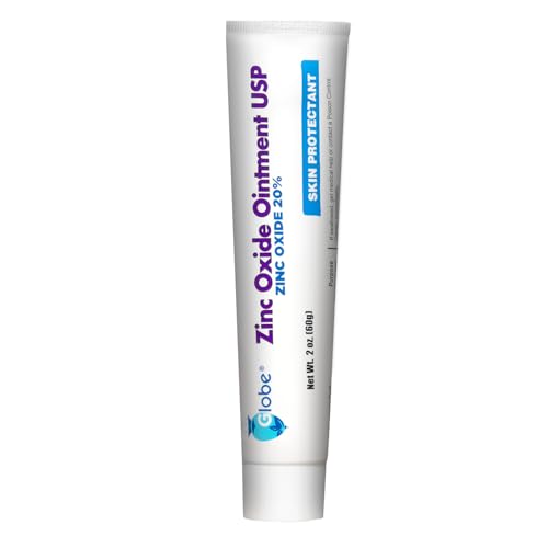 GLOBE Zinc Oxide Ointment 20%, 2 Ounce Tube, Advanced Skin Protection, for Diaper Rash, Relief from Poison Ivy, Sumac & Oak, Protects from Wetness, Protects Chafed Skin