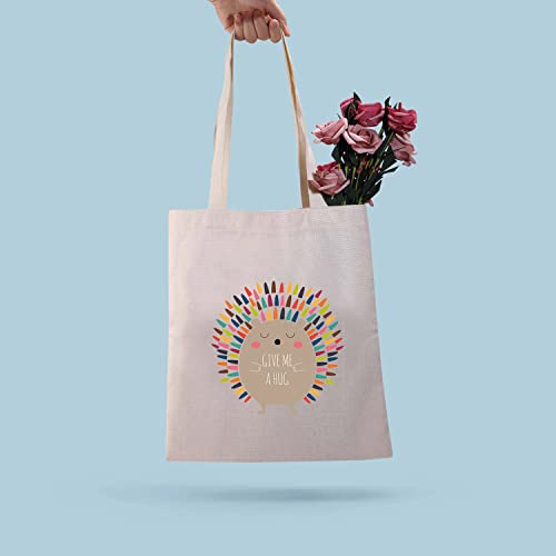 PLITI Hedgehog Gifts For Hedgehog Lovers Hedgehog Owner Gift Give Me a Hug Funny Hedgehog Tote Bag(Give me hug TGU) - Image 4