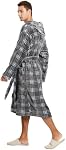 Robe Homme avec Hood, Robe Cozy Fluffy pour hommes en peluche de luxe Peigne Plaid pour l'hiver