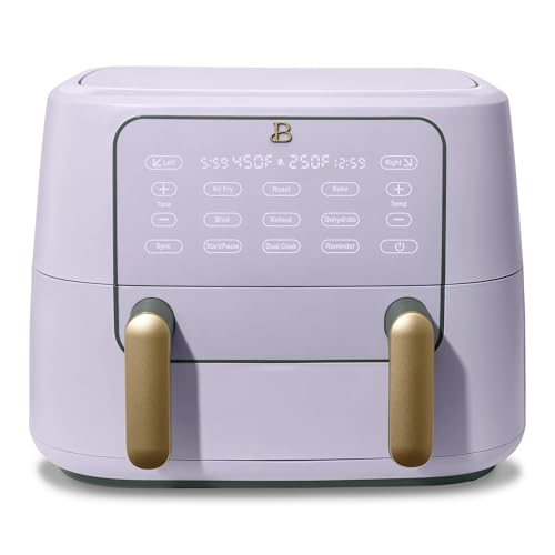 Beautiful-9-QT-TriZone-Air-Fryer-with-Touch-Activated-Display-1700W-Dual-Baskets-Non-Stick-Dishwasher-Safe-Large-Capacity-by-Drew-Barrymore-Lavender Beautiful 9 QT TriZone Air Fryer with Touch Activated Display 1700W Dual Baskets Non Stick Dishwasher Safe Large Capacity by Drew Barrymore Lavender
