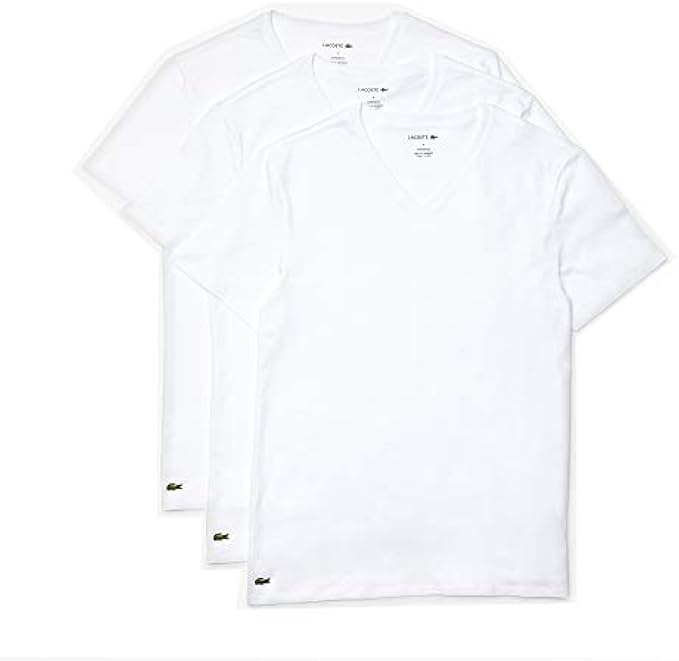 Lacoste Men's Essentials 3 Pack 100% Cotton Slim Fit V-Neck T-Shirts