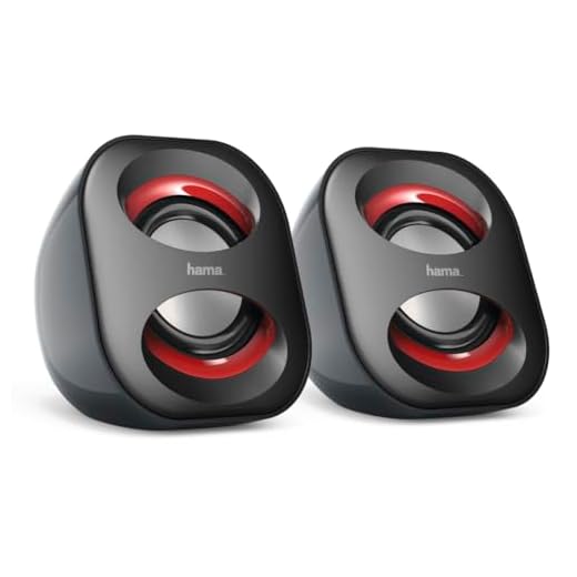 Hama PC Lautsprecher Sonic Mobil 183 (USB 3.0, 3,5 mm Klinke, 3 W, aktive Boxen für Computer, Laptop, Notebook, Smartphone, Tablet) schwarz/rot
