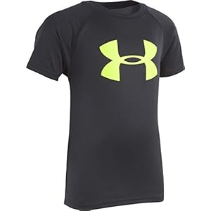 Under Armour Toddler Boy’s Big Logo Short Sleeve Tee Shirt Shirt, Black/Fuel Green, 3T