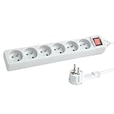 Hama Steckdosenleiste (6 Steckdosen, für 6 Geräte, kompakt, Netzverlängerung, Erdung, max. 3680W,...