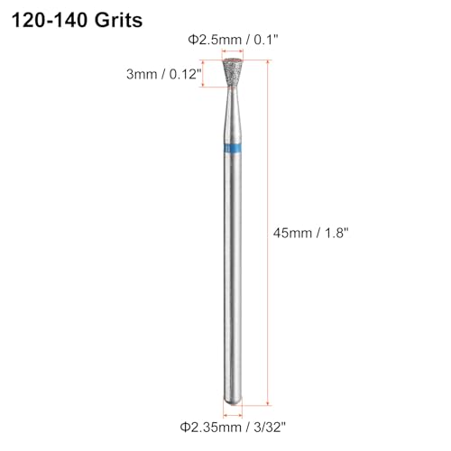 Fresas de Diamante HARFINGTON 8 pcs 120-140 Grit 2.5mm miniatura 2