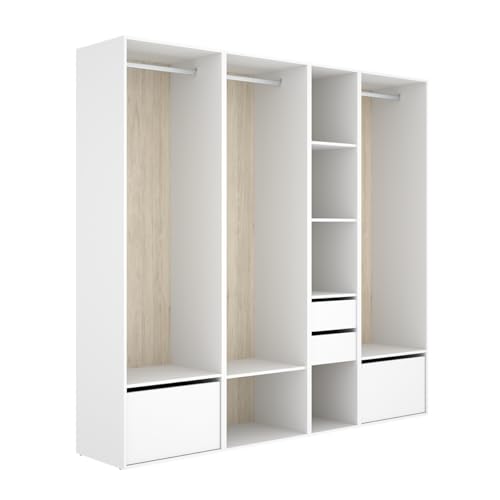 DEKIT Grupo RIMOBEL-Conjunto Armario-VESTIDOR con 2 CAJONES+2 ZAPATEROS,Trasera Reversible