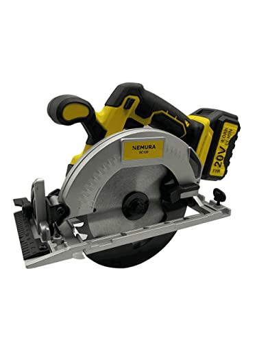 Nemura Scie Circulaire Electrique Sans Fil 20V - Outil avec Moteur Sans Balais Brushless - Livrée avec 1 Lame de Scie TCT, 1 Clé à Molette, 1 Règle, 1 Batterie 4Ah et 1 Chargeur - Marque Française