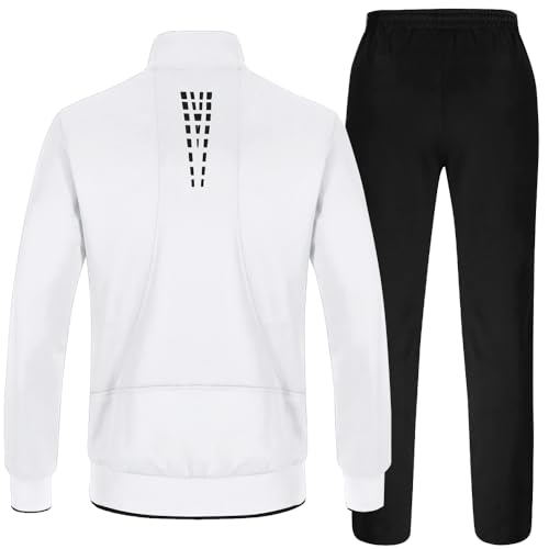 TBMPOY Men's Tracksuit, 2-Piece Set, Casual, Athletic Sweat Suit with Full Zipper, for Jogging, Warm-Up