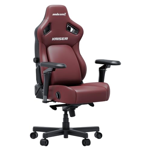 Image of Anda Seat Kaiser 4 Large Gaming Chair for Adults - Ergonomic Maroon PVC Leather Gaming Seat with 6D Armrest, Comfortable Office Chair with Lumbar Support, Heavy Duty Wide Computer Seat