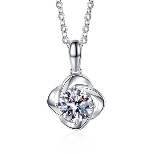 Colliers Moissanite 1CT Bijoux Femmes Pendentif Argent Couleur D Jaune Bleu Rose