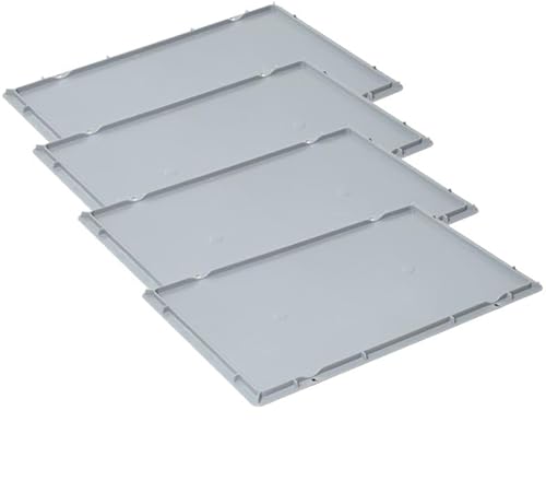 kanister-vertrieb® 4er Set: Auflagendeckel Euro-Norm Deckel passend für E1, E2, E3 Kiste mit Grundmaß 60 x 40 cm Deckel für Euroboxen rot, grau, blau, grün (Grau) kanister-vertrieb® 4er Set: Auflagendeckel Euro-Norm Deckel passend für E1, E2, E3 Kiste mit Grundmaß 60 x 40 cm Deckel für Euroboxen rot, grau, blau, grün (Grau)