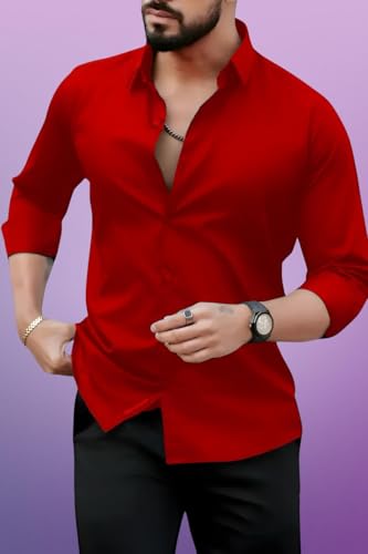Image of Men's Casual Cotton Blend Shirt | Regular Fit | Full Sleeve | Solid Design