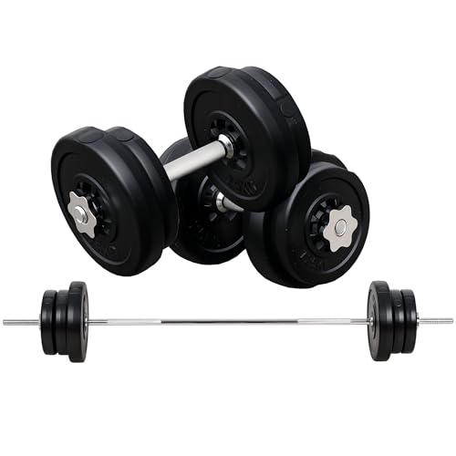 HOMCOM Set Bilanciere e Dischi 65kg con 2 Manubri Pesi,