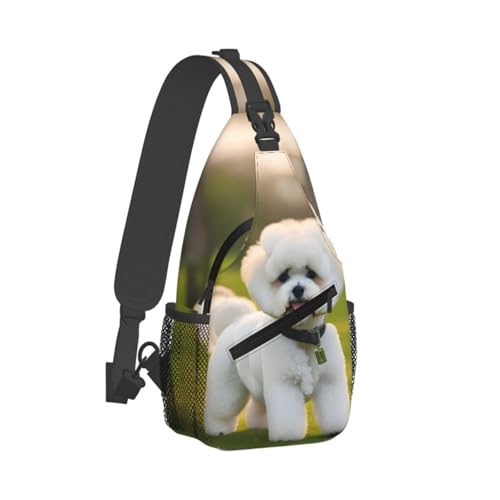 Morrales de hombro con diseño de perro Bichon Frise negro miniatura 2