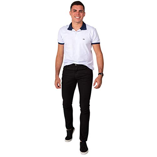 Kit com Duas Calças Masculinas Jeans e Sarja Coloridas com Lycra - Preta e Bege - 40