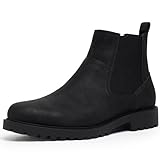 CGRRBW Men's Chelsea Boots Suede Leather Casual Cowboy...