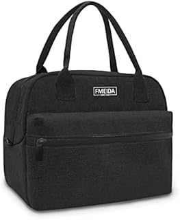 Fmeida Lunch Bags for Women Men Insulated Lunch Box Cool Lunch Bag Waterproof Thermal Lunch Tote Bags for Work, Picnic, School - Black