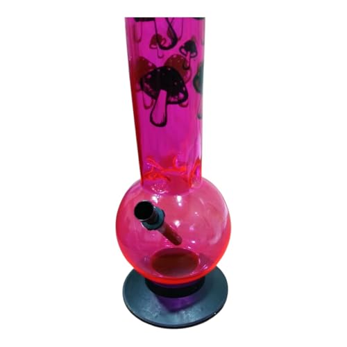 Image of PUFF SMART 16 Inch Mushroom Print Acrylic Waterpipe Bong (Pink)