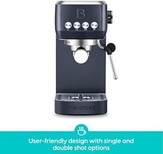 CASABREWS 3700 Essential Espresso Machine 20 Bar, Stainless steel Coffee Maker with Milk Frother, Espresso Coffee Machine for Cappuccino, Latte, 43.9oz Water Tank, Gift for Her, Sapphire Blue