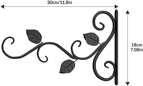 RHHGOPM 2 Pack Hanging Basket Brackets Outdoor, Heavy Duty Wall Brackets Hanging Basket Hook for Lanterns,Plant, Bird Feeder (3 leaves)