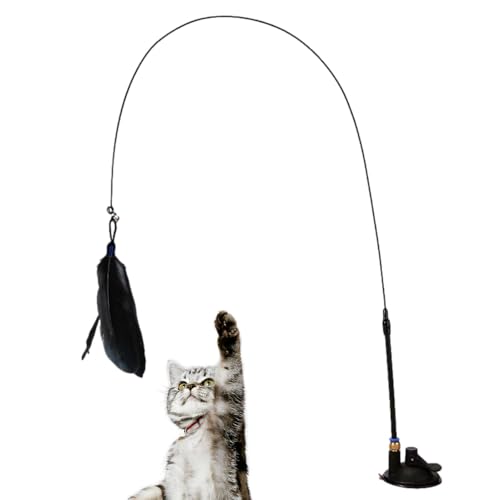 Giocattolo Bacchetta Per Gatti - Giocattolo Bacchetta Per Gatti - Giocattolo Per Gatti Con Bastoncini Di Piume, Bastone Da Gioco Per Gatti Con Piume Staccabili, Giocattolo A Ventosa Per