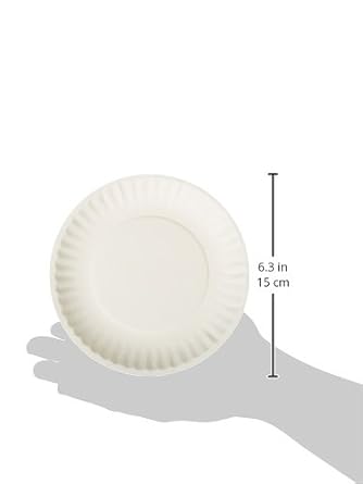 AJM AJMPP6GRE Green Label Paper Plates, Microwavable, 6 Diameter, White - 100 Count (Pack of 10)