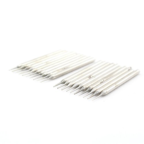 JINGLING Diamond Grinding Bits 1mm Head Conical Pointed Nose Length 6mm Lapidary Tools Pack of 20Pcs