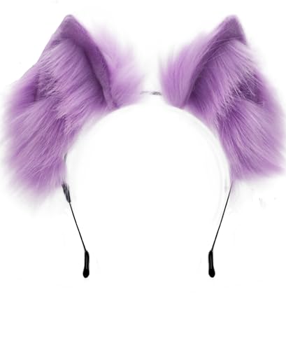 Agymo Handmade Purple Ears headbands Animal furry cat fox wolf ears headbands Halloween costume accessory