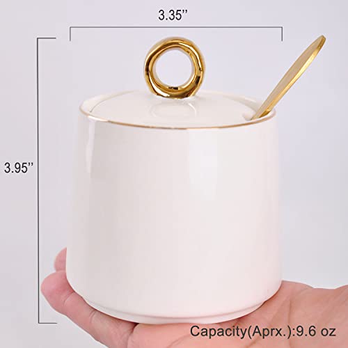 WHJY Ceramic Sugar Bowl with Lid and Spoon
