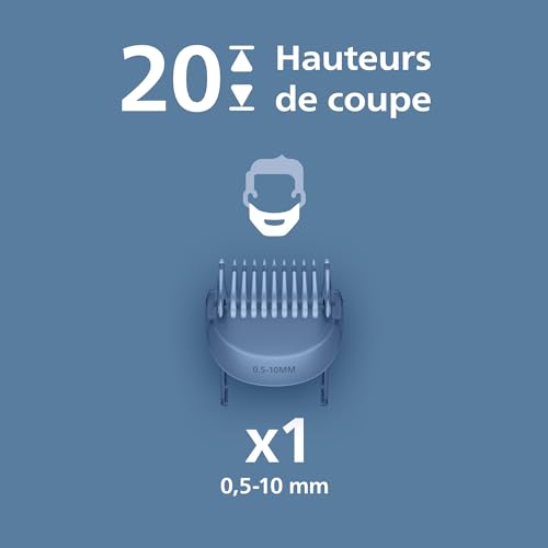 Philips Tondeuse à barbe série 3000 – Lames angles arrondis 20 hauteurs de coupe réglables Sabot Lift & Trim 100% étanche Indicateur d’autonomie Pochette souple Recharge USB Modèle BT361915 - vue 6