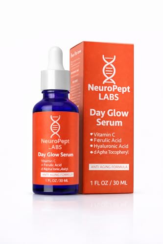 NEUROPEPTLABS NeuroPept Labs Vitamin C Face Serum with Ferulic Acid & Hyaluronic Acid Brightening Anti-Aging Serum for Dark Spots & Fine Lines 1 oz