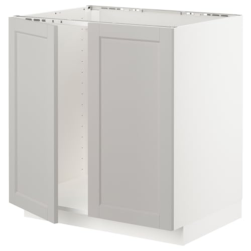 ProTuning METOD Armario base para fregadero + 2 puertas, blanco/Lerhyttan gris claro, 80x60 cm