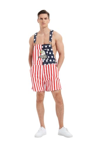 MRNYQBM American Flag Overalls Denim Bib Shorts for Men And Women 4Th of July Denim Shortalls Adjustable Jean Jumpsuit Shorts, Eagle Embroidery, 4XL - Image 4