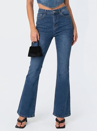 EMMIOL Women Flared Jeans Mid-High Waist Jeans Stretch Bell Bottom Denim Pants