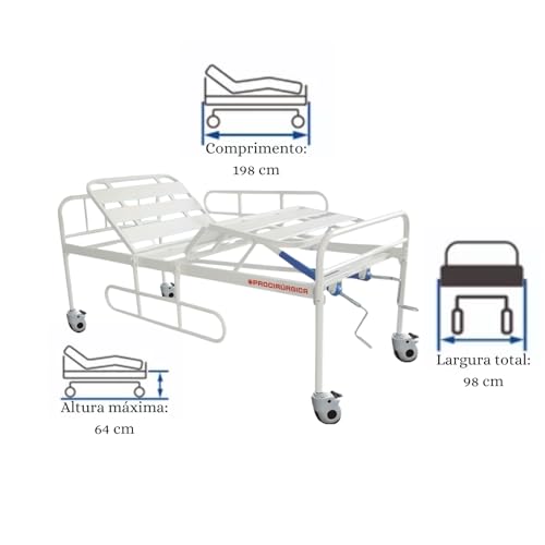 Cama Hospitalar Fowler Leito Manual 2 Movimentos 5 Posições Suporta até 180 Kg - Healt Clean