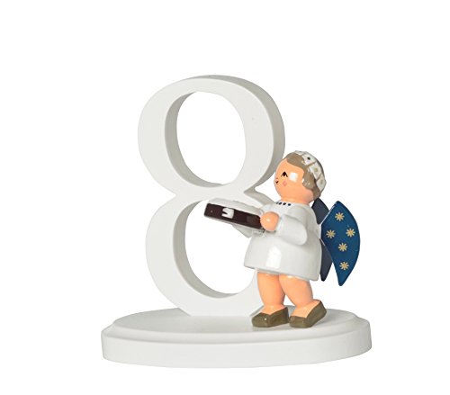 Chiffre 8 avec l'ange 7 cm statuette en bois pour une table réussie