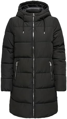 Detaillierte Ansicht des gesteppten Materials und der Schnittführung des Mantels.