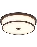 MIAOMEIO 16 inch Flush Mount Ceiling Light, 3-Light Close to Ceiling Light Fixtures with Oil Rubbed Bronze Finish for Livingroom Bedroom Kitchen Diningroom(Oil Rubbed Bronze)