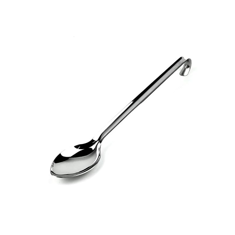 Professional Serving Spoons with Hook Handles, 16 Inch, Set of 4, Silver, Solid & Perforated, Kitchen and Servingware, Spoon Set - Image 3