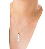 Personalized Vertical Bar Necklace, Gold, Silver or Rose Gold Name Plate Necklace, Long Roman Numera