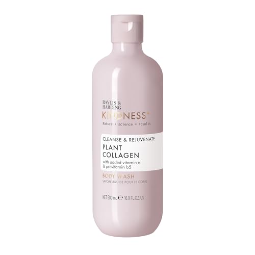 Baylis & Harding Kindness + Plant Collagen, Rose Water & Coconut Milk Fragrance, 500 ml Cleanse & Rejuvenate Body Wash (Pack of 1) - Vegan Friendly