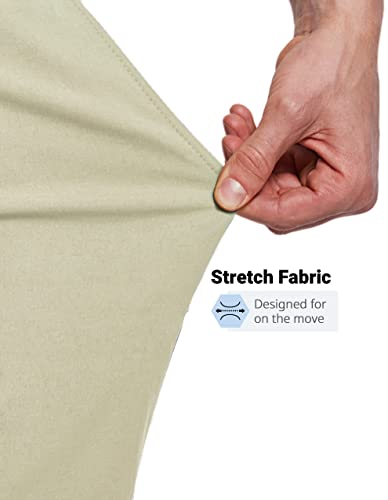 Puli Men's Golf Pants Stretch Sweatpants With Zipper Pockets Slim Fit Golf Pants Lightweight Waterproof Jogger Khaki 36 #TOP3